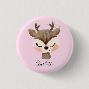 Macaron Rond 2,50 Cm Sweet Cute & Girly Pastel Blush Rose Bébé Reindeer