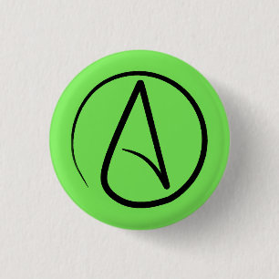 Macaron Rond 2,50 Cm Symbole athée : noir sur vert citron