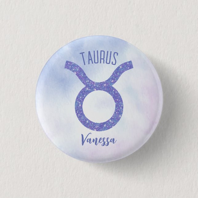 Macaron Rond 2,50 Cm SYMBOLE D'Astrologie Taurus Cute Personalisé Viole (Devant)