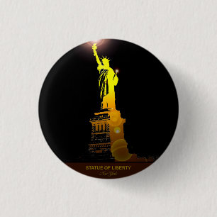 Macaron Rond 2,50 Cm Symbole de la liberté : Bouton de voyage Statue de