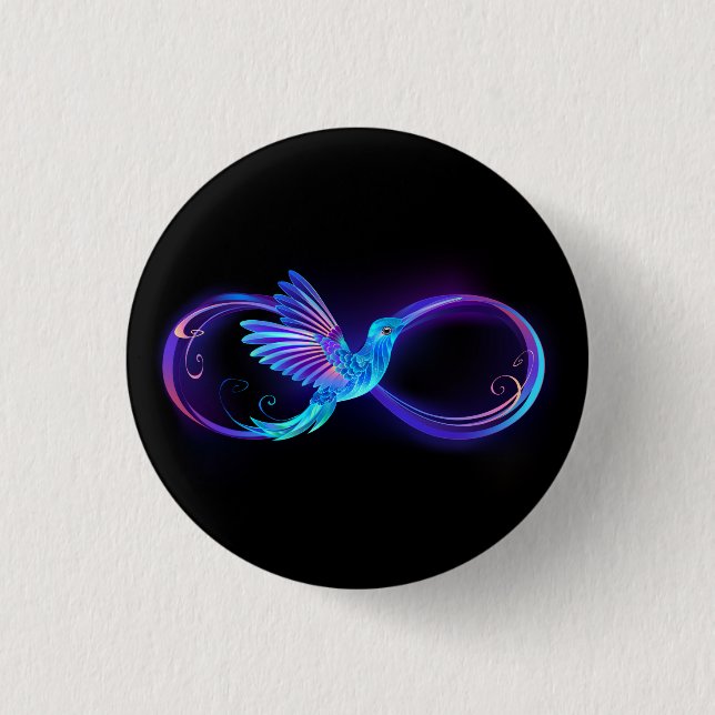 Macaron Rond 2,50 Cm Symbole de Neon Infinity par Glowing Hummingbird (Devant)