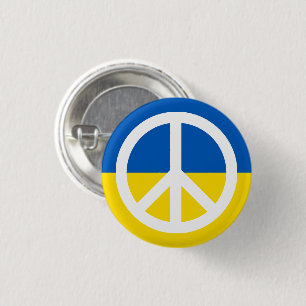 Macaron Rond 2,50 Cm Symbole de paix avec le drapeau ukrainien anti-gue