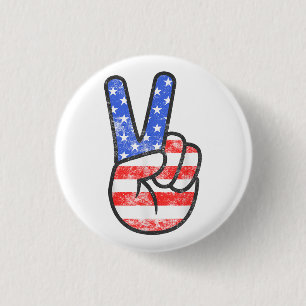 Macaron Rond 2,50 Cm Symbole de paix du drapeau américain T-shirt quatr