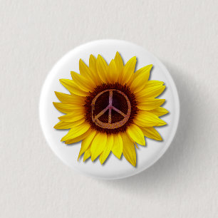 Macaron Rond 2,50 Cm Symbole de paix intérieur tournesol signe anti-gue