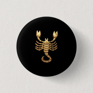 Macaron Rond 2,50 Cm Symbole de scorpion or Tone Zodiac