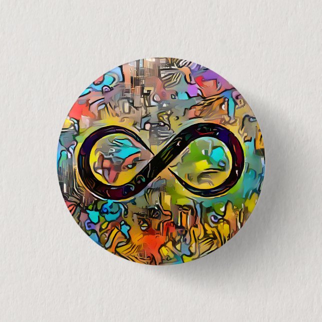Macaron Rond 2,50 Cm Symbole d'infini  | Sensibilisation sur l'autisme  (Devant)