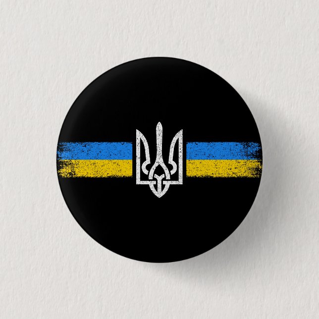 Macaron Rond 2,50 Cm SYMBOLE DU Drapeau Ukraine (Devant)
