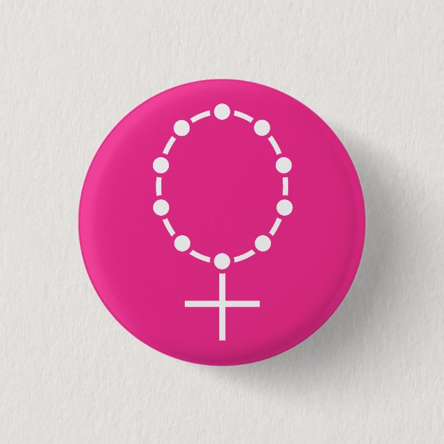 Macaron Rond 2,50 Cm symbole du féminisme et de la foi (Devant)