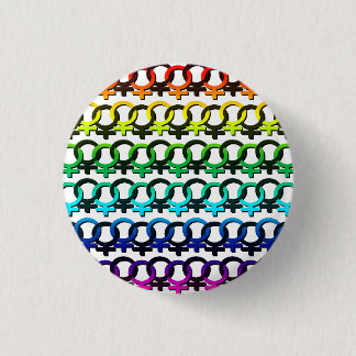 Macaron Rond 2,50 Cm Symbole féministe arc-en-ciel - motif de Chaîne de