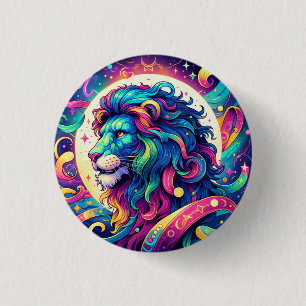 Macaron Rond 2,50 Cm Symbole Horoscope Leo Art Lion coloré