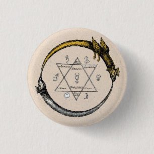 Macaron Rond 2,50 Cm Symbole or et argent Ouroboros