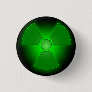 Macaron Rond 2,50 Cm Symbole rougeoyant vert drôle de radioactivité