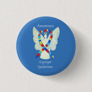 Macaron Rond 2,50 Cm Syndrome d'Asperger Angel Puzzle Ruban Pins