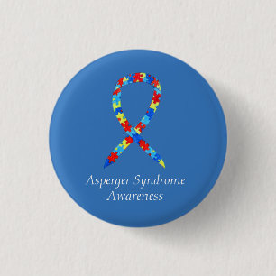 Macaron Rond 2,50 Cm Syndrome d'Asperger Puzzle Ruban Personnalisé