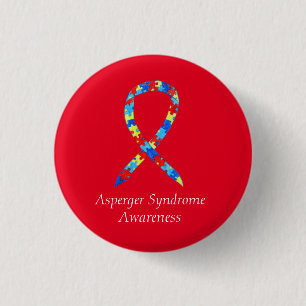 Macaron Rond 2,50 Cm Syndrome d'Asperger Puzzle Ruban Personnalisé