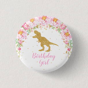 Macaron Rond 2,50 Cm T-Rex Floral Dinosaur Anniversaire Guest d'honneur