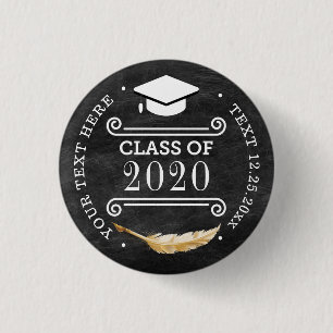 Macaron Rond 2,50 Cm Tableau de bord rétro de la fête de graduation