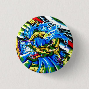 Macaron Rond 2,50 Cm tatouage de dragon oriental Cool