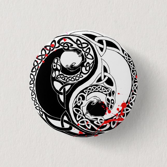 Macaron Rond 2,50 Cm tatouage de Yin Yang Dragons Cool (Devant)