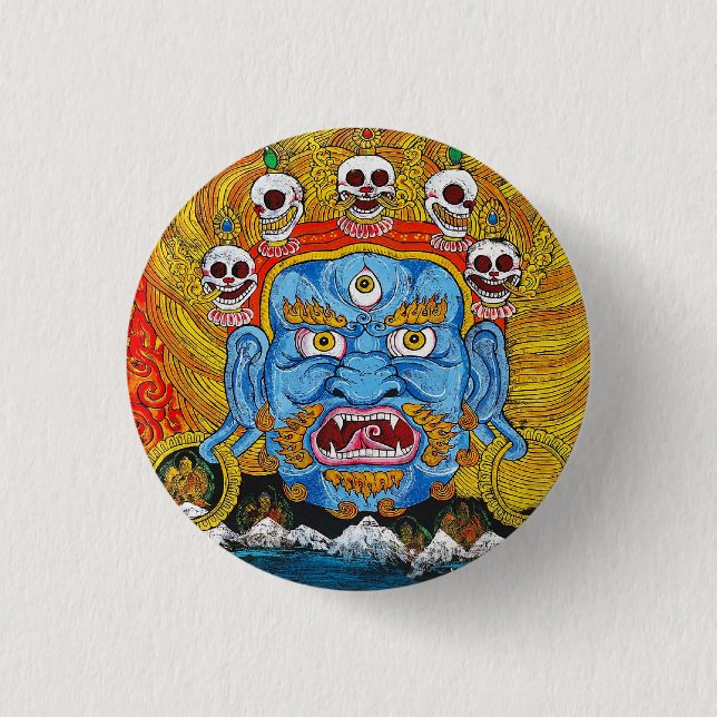 Macaron Rond 2,50 Cm tatouage oriental de thangka-démon Cool (Devant)