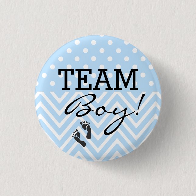 Macaron Rond 2,50 Cm Team Boy Baby shower bleu (Devant)