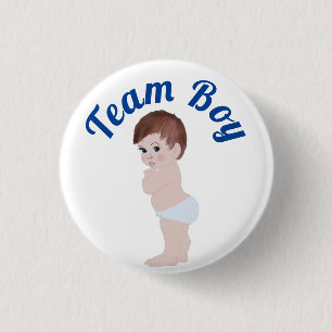 Macaron Rond 2,50 Cm "Team Boy" Bébé mignon Sexe Révéler 3 Cm Rond 