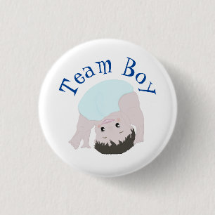 Macaron Rond 2,50 Cm "Team Boy" Cute Baby Gender Reveillez