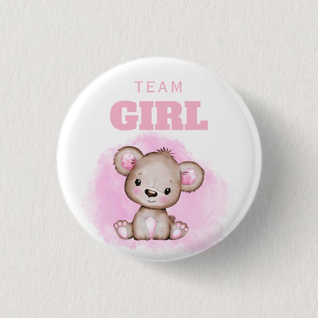 Macaron Rond 2,50 Cm Team Girl Bear Genre Reveal (Devant)
