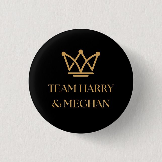 MACARON ROND 2,50 CM TEAM HARRY & MEGHAN AVEC GOLD CROWN (Devant)