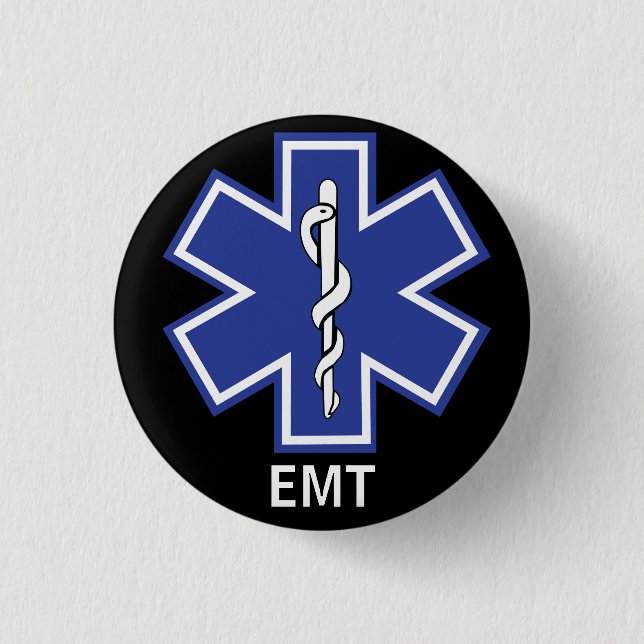Macaron Rond 2,50 Cm Technicien Médicale d'urgence EMS Star of Life (Devant)