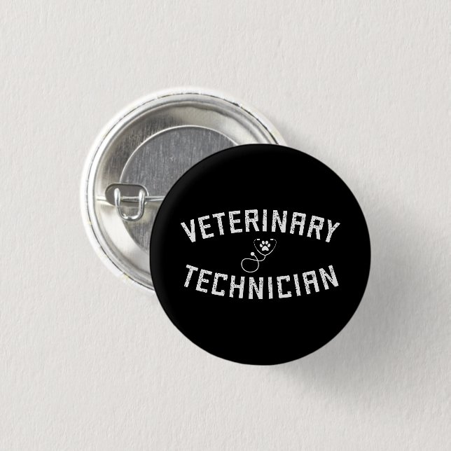 Macaron Rond 2,50 Cm Technicien vétérinaire | Vet Tech Paw Stethoscope (Devant & derrière)