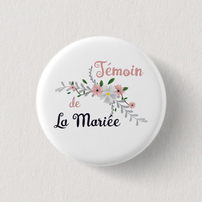 Macaron Rond 2,50 Cm Témoin de la Mariée - mariage bucolique (Devant)