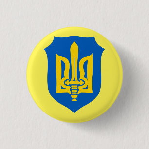 Macaron Rond 2,50 Cm Tenez-Vous Avec L'Ukraine   Bouton Armoiries