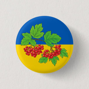 Macaron Rond 2,50 Cm Tenez-Vous Avec L'Ukraine Bouton Kalyna (viburnu