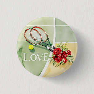 Macaron Rond 2,50 Cm Tennis ballon avec mot LOVE sur court
