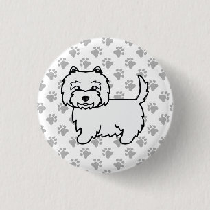 Macaron Rond 2,50 Cm Térrier West Highland blanc Chien de dessin animé