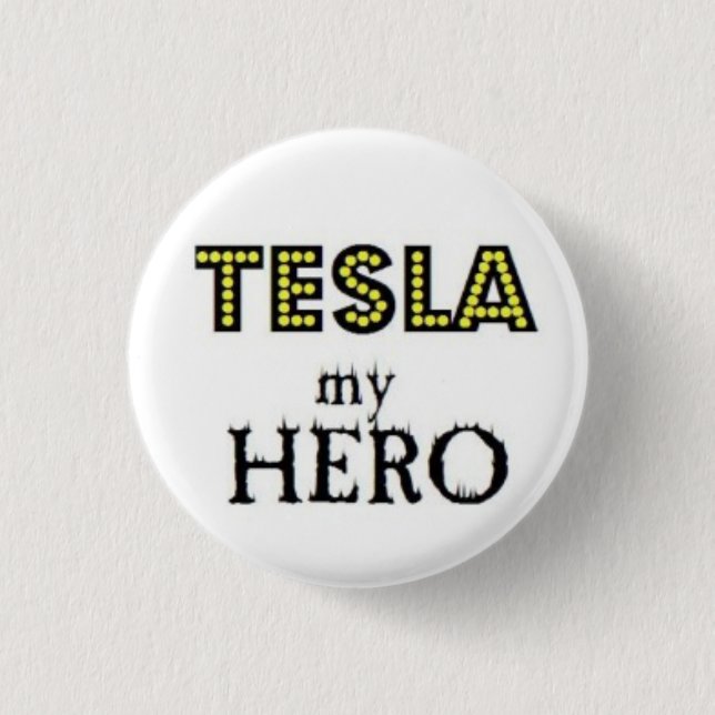 Macaron Rond 2,50 Cm Tesla mon héros (Devant)