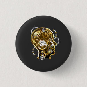 Macaron Rond 2,50 Cm Tête de Steampunk avec manomètre