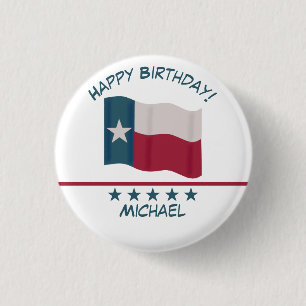 Macaron Rond 2,50 Cm Texas Lone Star Drapeau Nom Personnaliser Annivers