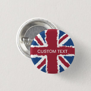 Macaron Rond 2,50 Cm Texte personnalisé Union Jack Drapeau Art par Heva