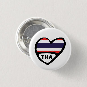 Macaron Rond 2,50 Cm Thailand Country Code Flag Heart Pin Badge, THA