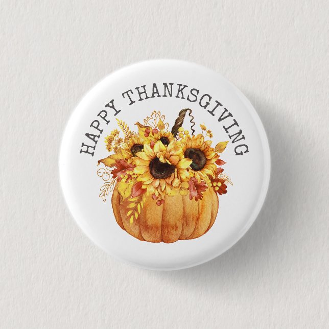Macaron Rond 2,50 Cm Thanksgiving Russe Citrouille de tournesols (Devant)