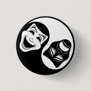 Macaron Rond 2,50 Cm Théâtre Yin Yang Design - Masques de comédie et de