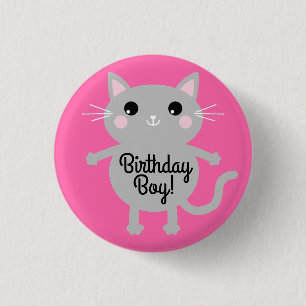 Macaron Rond 2,50 Cm Thème de fête d'anniversaire de Cat Cute Kitty