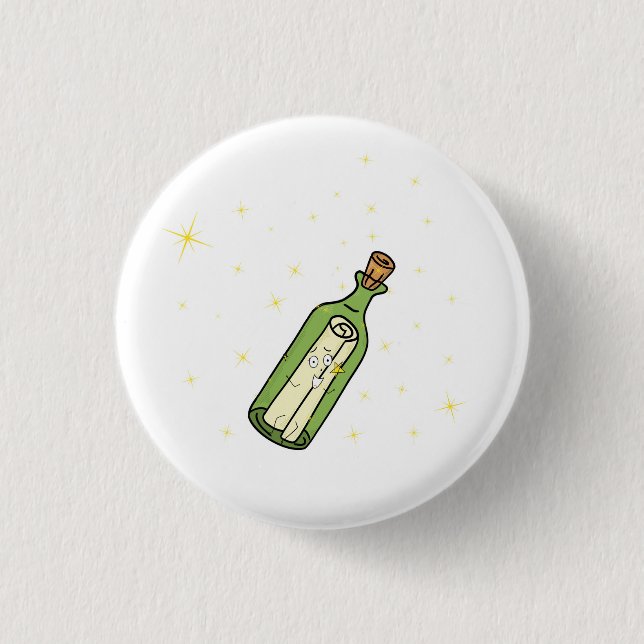 Macaron Rond 2,50 Cm Thème du message dans une bouteille (Devant)
