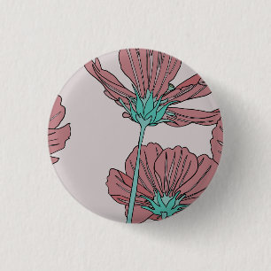 Macaron Rond 2,50 Cm Thème floral, motif pavot