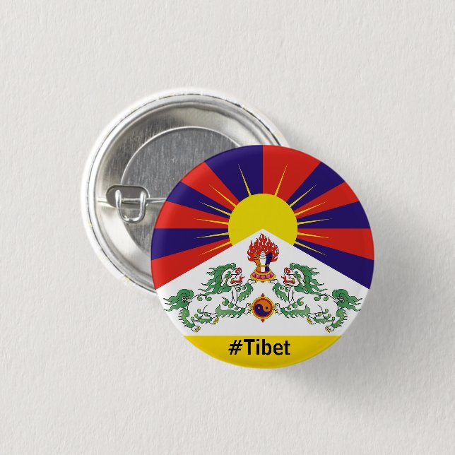 Macaron Rond 2,50 Cm Tibet, Lions de Neige, Drapeau Tibétain - L'Himala (Devant & derrière)