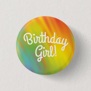 Macaron Rond 2,50 Cm Tiedye Arc-en-ciel Anniversaire Enfants Mignon