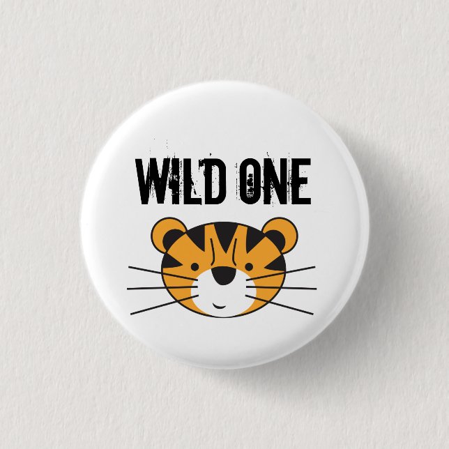 Macaron Rond 2,50 Cm Tiger Illustration Wild one Safari anniversaire fê (Devant)