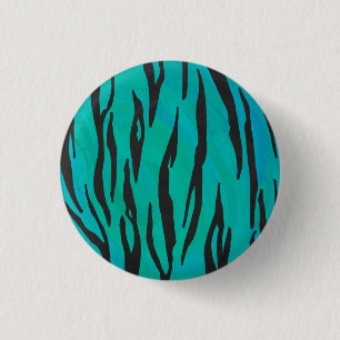 Macaron Rond 2,50 Cm Tiger noir et Turquoise